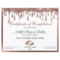 Certificate of Completion Award lashes Course lips Certificate of Completion Award lashes Course lips