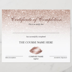 Certificate of Completion Award lips make up
