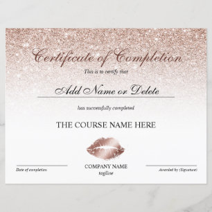 Certificate of Completion Award lips make up