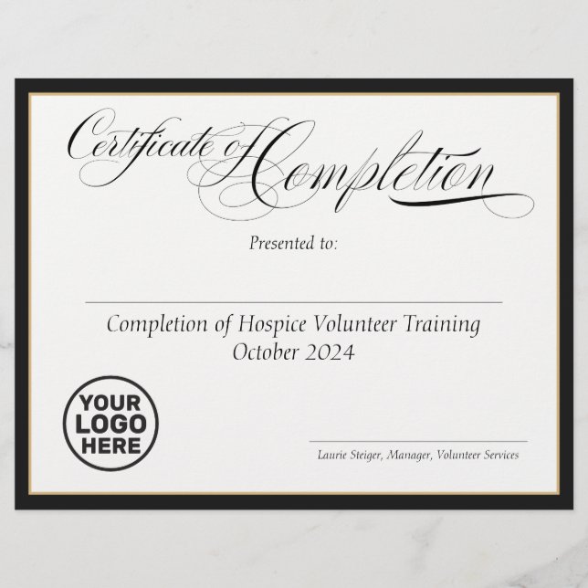  Certificate of Completion Award - Logo (Front)