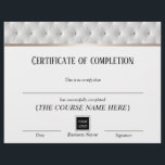 Certificate of Completion Award Luxury Leather<br><div class="desc">Luxury White Leather Certificate of Completion Awards.</div>