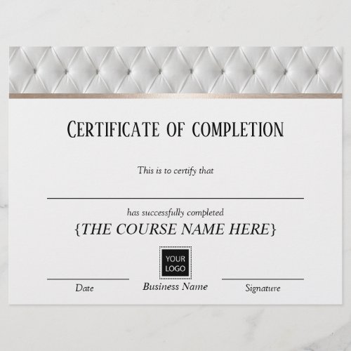 Certificate of Completion Award Luxury Leather