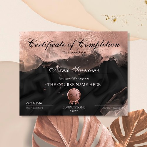 Certificate of Completion Award Makeup lash Course