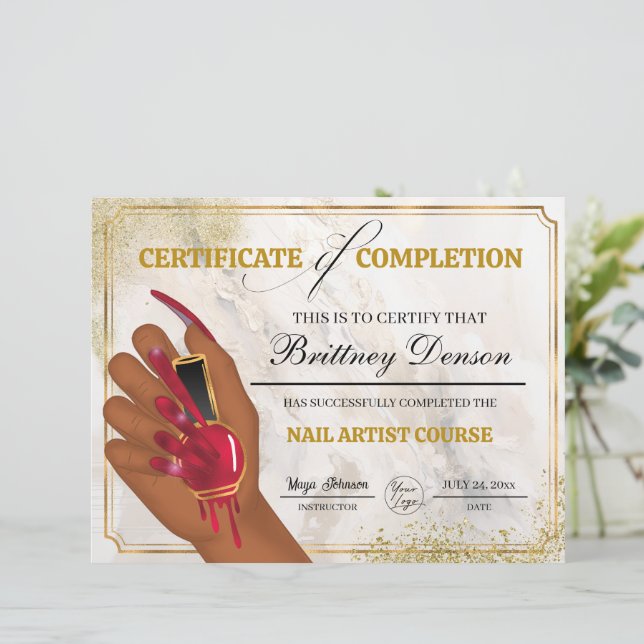 Certificate of Completion Award Nail Technician (Standing Front)