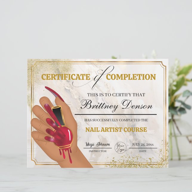 Certificate of Completion Award Nail Technician (Standing Front)