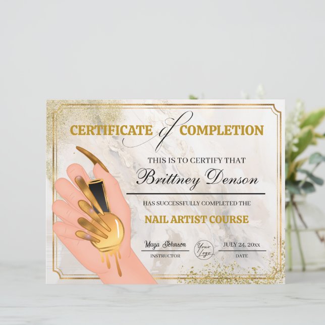 Certificate of Completion Award Nail Technician (Standing Front)
