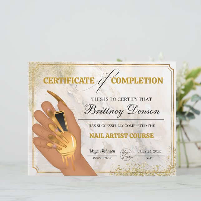 Certificate of Completion Award Nail Technician (Standing Front)