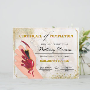 Certificate of Completion Award Nail Technician