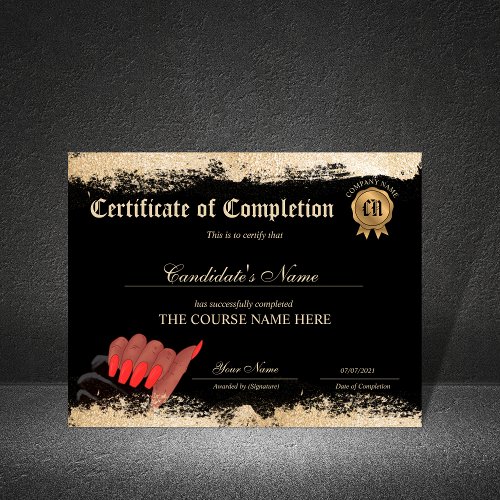 Certificate of Completion Award Nails beautyCourse