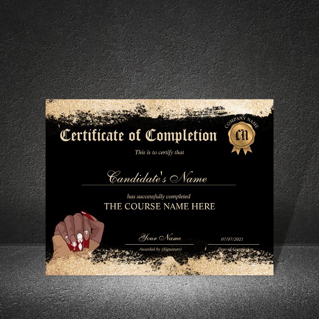 Certificate of Completion Award Nails beautyCourse (Creator Uploaded)