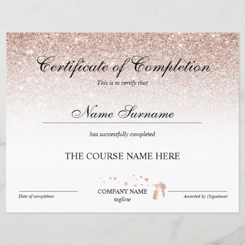 Certificate of Completion Award Spray Tans Course