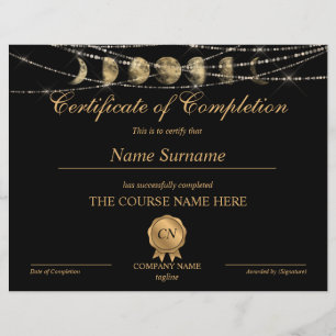 Certificate of Completion Award Yoga Moon
