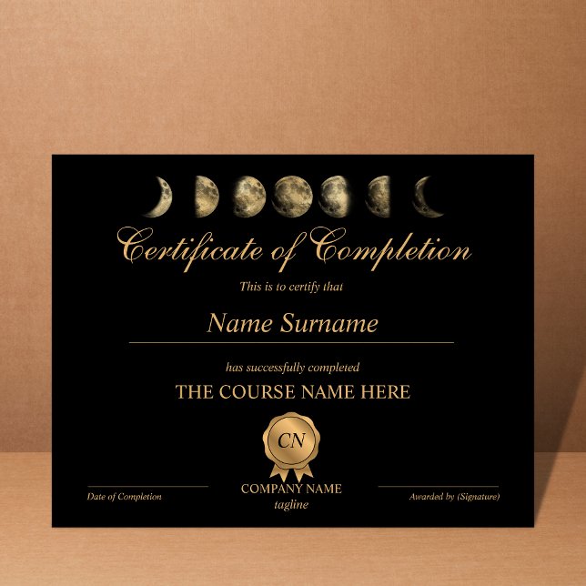 Certificate of Completion Award Yoga Moon (Creator Uploaded)