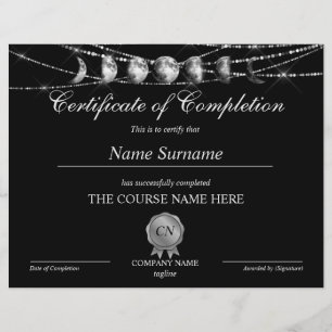 Certificate of Completion Award Yoga Moon