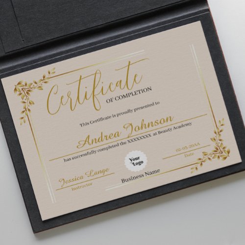 Certificate Of Completion Awards Script Golden 