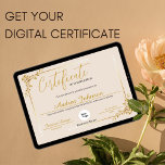 Certificate Of Completion Awards Script Golden Poster<br><div class="desc">Explore our downloadable digital Certificate of Completion Awards tailored for Estheticians, Nail Techs, Lash Extension, Wig Making, Makeup, and Hair classes. This fully editable template, crafted in handwritten script typography, brings an elegant modern touch to your diplomas. With golden lettering against a cream background, your certificates will exude sophistication. Additionally,...</div>