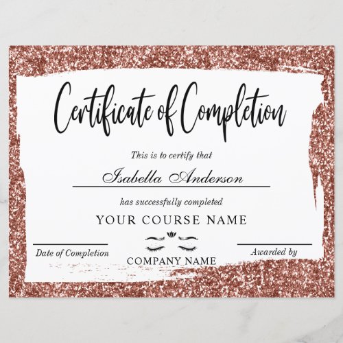 Certificate Of Completion Beauty Award