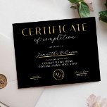 Certificate of Completion Black & Gold Logo Award<br><div class="desc">Black and Faux Gold Effect Completion Certificate Award with your custom logo, perfect for certificate of completion for any type of course completion such as aesthetician, beauty, lashes, hairdresser courses and more! You can also use this luxury gold effect professional diploma design for any type of accreditation. You can edit...</div>