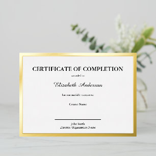 Certificate of Completion Black White & Gold Card