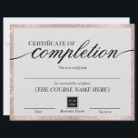 Certificate of Completion Blush Rose Gold Awards<br><div class="desc">Modern Blush Rose Gold Frame Certificate of Completion Awards.</div>