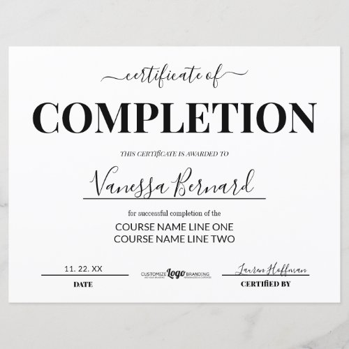 Certificate Of Completion Course Award