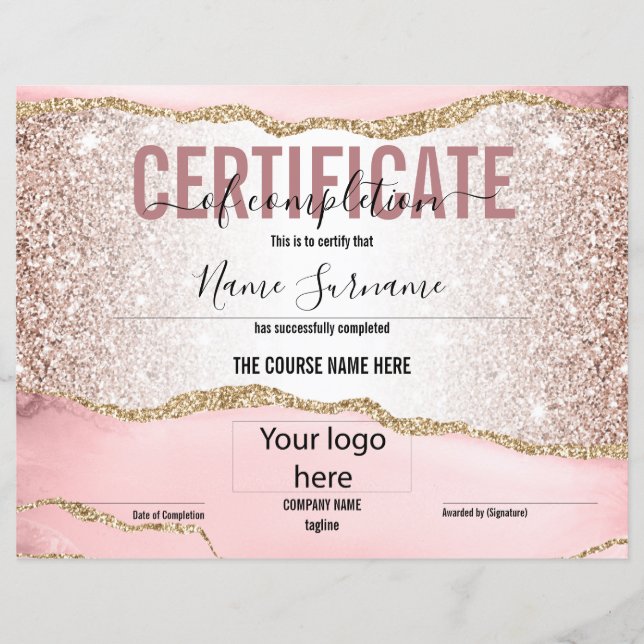 Certificate of Completion Course Completion logo (Front)