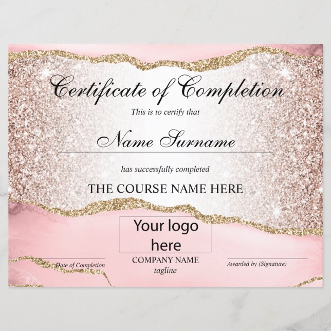 Certificate of Completion Course Completion logo (Front)