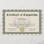 Certificate of Completion, Customizable