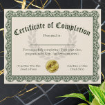 Certificate of Completion, Customizable 8.5x11