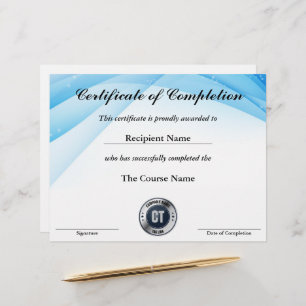 Certificate of Completion Customizable Award