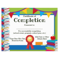 Certificate of Completion Customizable Kids 8.5x11 Certificate of Completion Customizable Kids 8.5x11