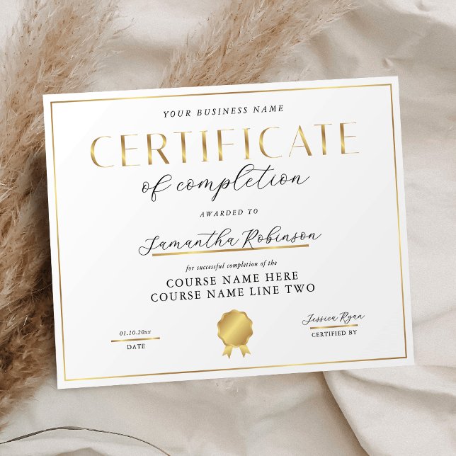 Certificate of Completion Elegant Gold Badge Award (Creator Uploaded)