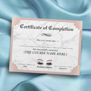 Certificate of Completion Eyelash Salon Award