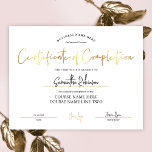 Certificate of Completion Faux Gold Beauty Award<br><div class="desc">Faux Gold Effect Completion Certificate Award,  perfect for certificate of completion for lashes or hairdresser courses. You can also use this luxury professional diploma design with gold script font for any type of accreditation. This course completion template is super versatile to suit any beauty brand or business.</div>
