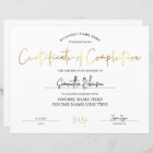 Certificate of Completion Faux Gold Beauty Award