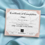 Certificate of Completion Girly Add Logo Award<br><div class="desc">Modern Rose Gold Marble Certificate of Completion Awards.</div>