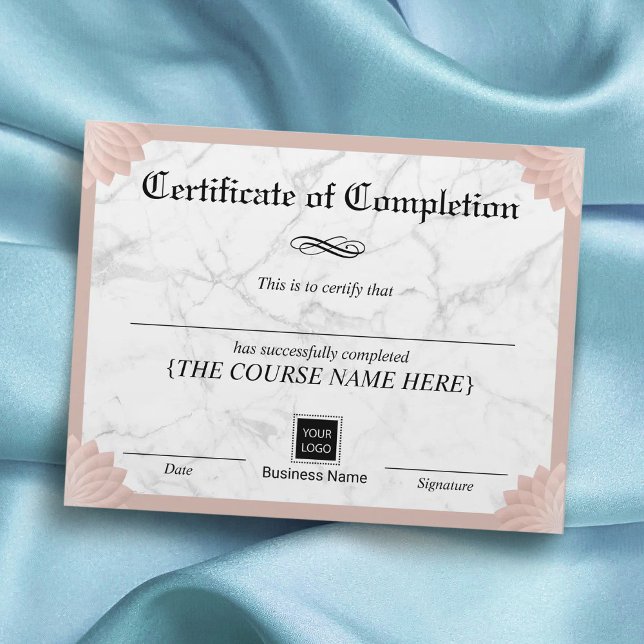 Certificate of Completion Girly Add Logo Award (Creator Uploaded)