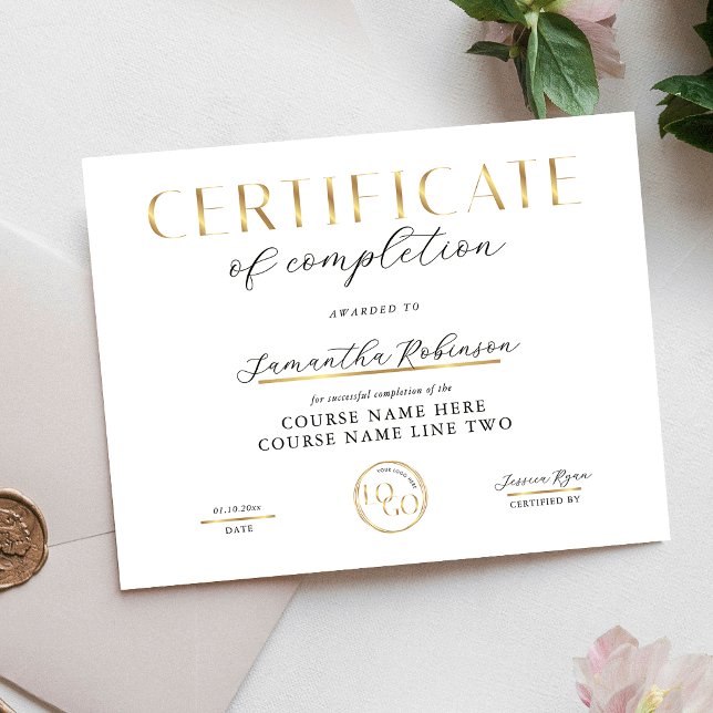 Certificate of Completion Gold Logo Course Award (Creator Uploaded)