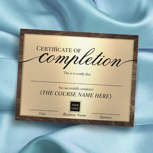 Certificate of Completion Gold & Wood Award (Creator Uploaded)
