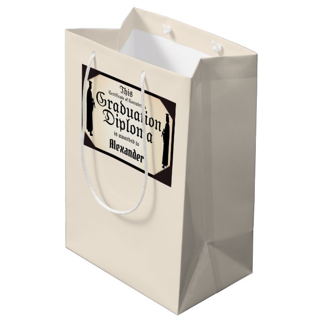 Certificate of Completion Graduation Medium Gift Bag (Back Angled)