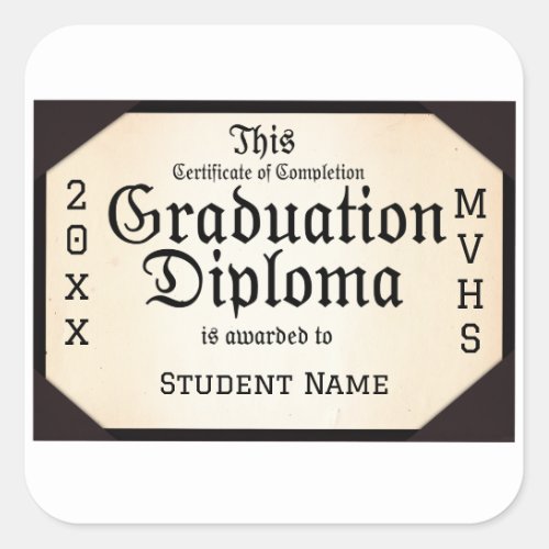 Certificate of Completion Graduation Square Sticker
