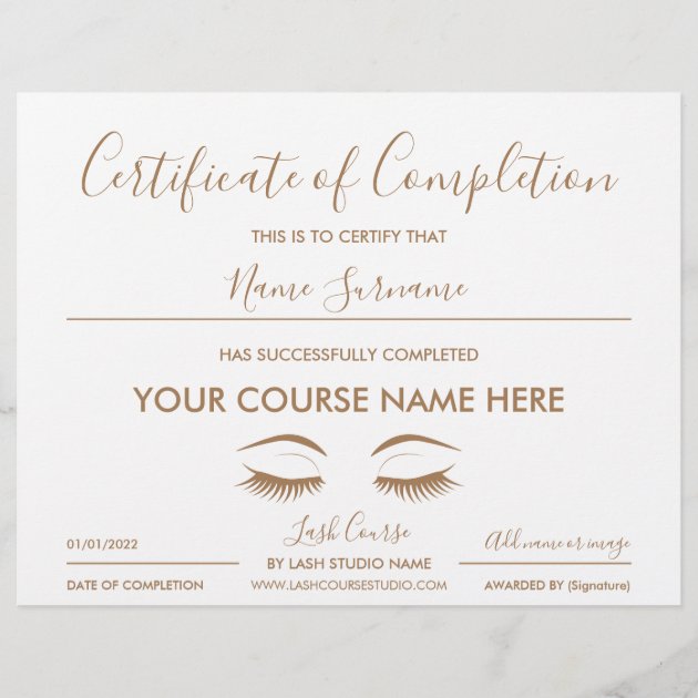 certificate of completion lash course