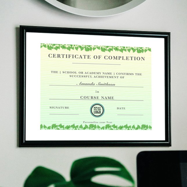 Certificate of Completion Modern Elegant Foliage  (Creator Uploaded)