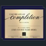 Certificate of Completion Navy & Gold Award<br><div class="desc">Modern Navy & Gold Certificate of Completion Awards.</div>