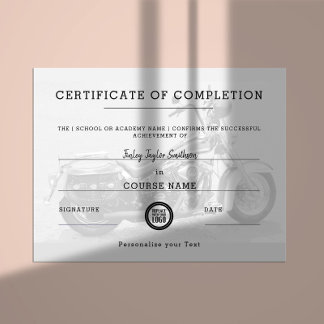 Certificate of Completion of Motorcycle Training
