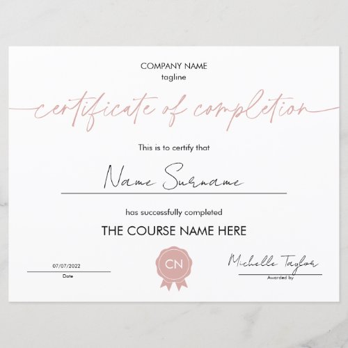 Certificate of Completion Participation Diploma