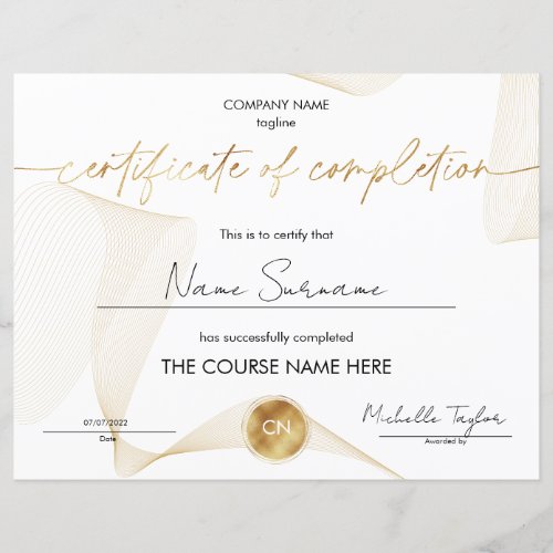 Certificate of Completion Participation Diploma