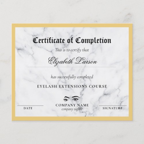 Certificate of Completion Proficiency Marble Theme