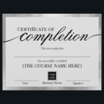 Certificate of Completion Silver Frame Award<br><div class="desc">Modern Silver Frame Certificate of Completion Awards.</div>