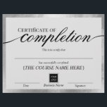 Certificate of Completion Silver Frame Award<br><div class="desc">Modern Silver Frame Certificate of Completion Awards.</div>